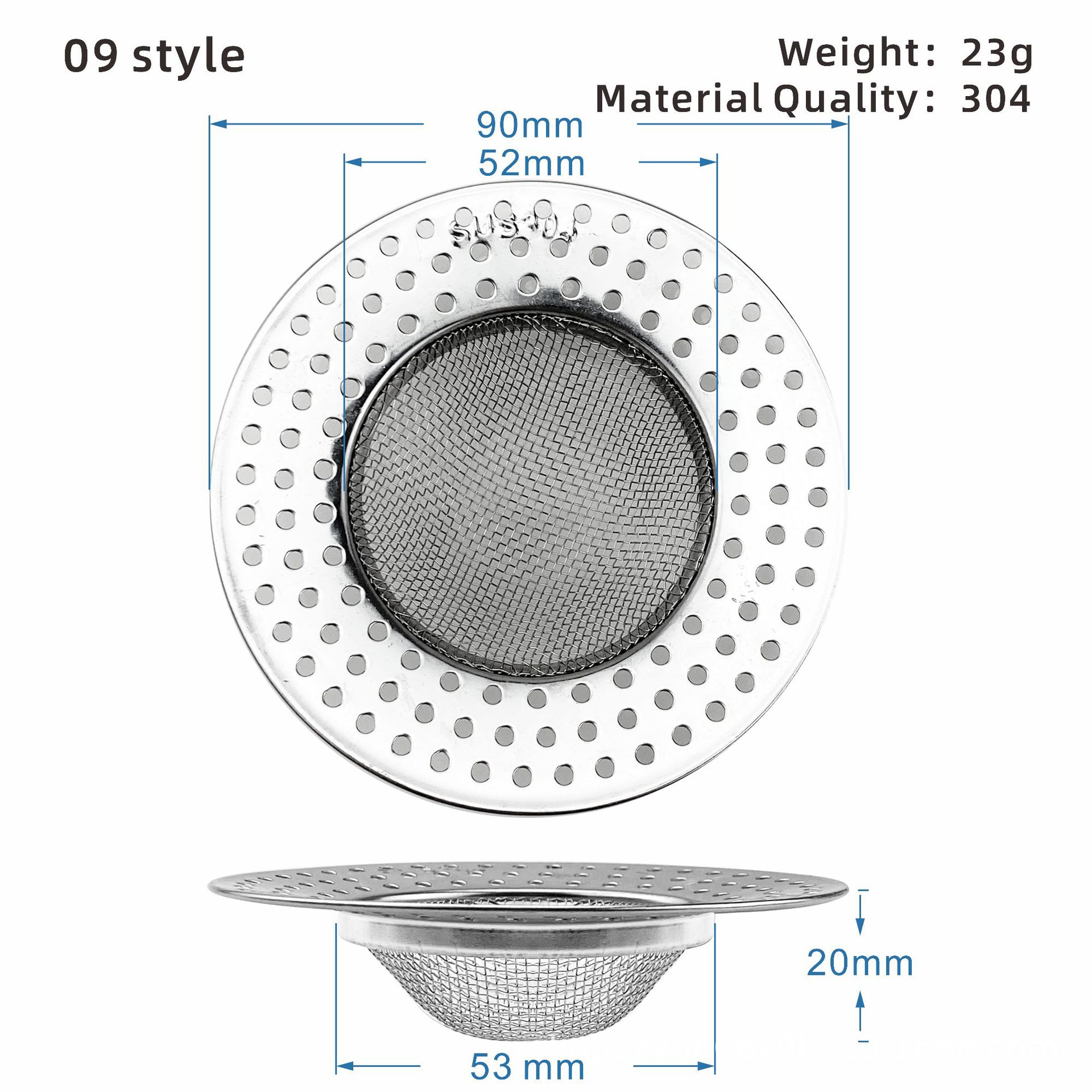 Universele gootsteen rioolzeef wastafel afvoer stop RVS gootsteen afvoer plug filter badkamer vloer afvoer keuken accessoire: Clear