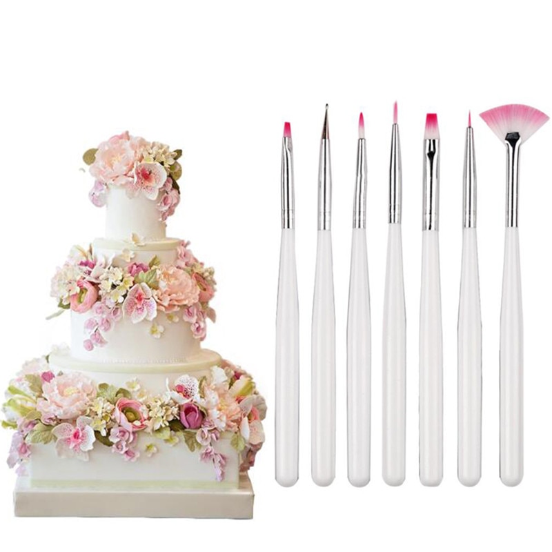 7 Stks/set Fondant Cake Schilderen Borstel Decorating Afstoffen Icing Gebak Cake Decorating Pen Brush Diy Gebak Koken Tool