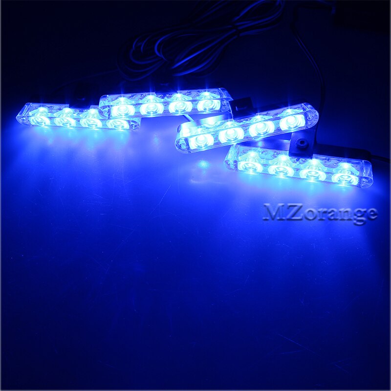 4x4 LED cc 12V luz estroboscópica de advertencia luz de policía intermitente luces de bomberos ambulancia blanco amarillo rojo azul CarTruck luz de día: Azul