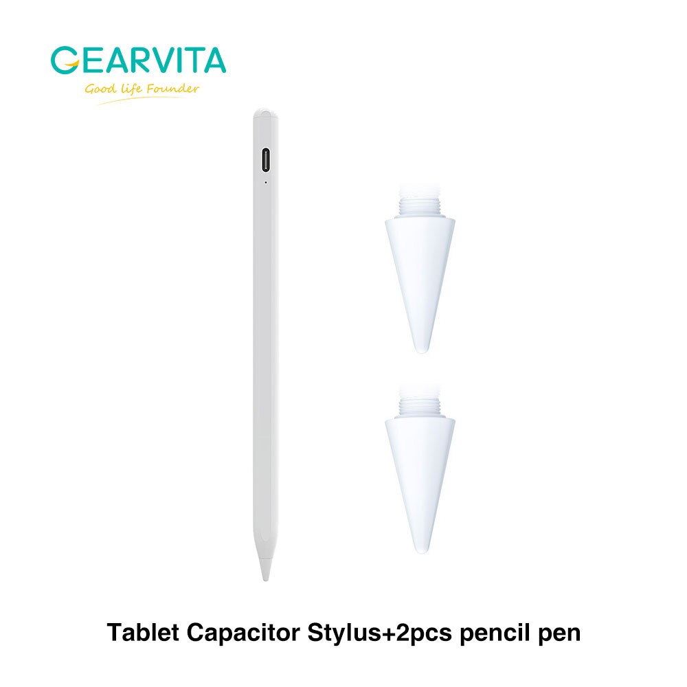 Stylet capacitif actif universel pour écran tactile, pour Smartphone, IOS/Android, iPad: with 2pcs Pencil Tip