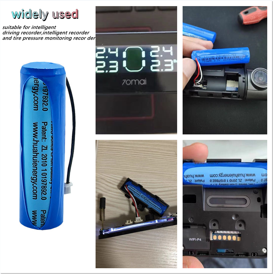3.7V 500mAh Li-ion Battery For 70mai Smart Dash Cam Pro ,Midrive D02 HMC1450 Replacement Batterie 3-wire Plug 14*50mm+tools
