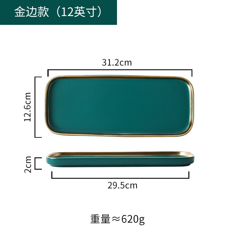 Nordisk keramik western tallerken grøn husholdning firkantet service restaurant phnom penh bøf fad køkkenredskaber snack kagebakke: B3 31 x 12.6cm