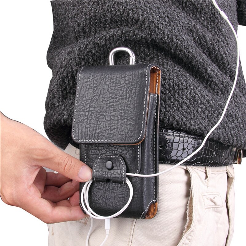 Vintage Universele Telefoon Case Lederen Mannen Taille Zakken Holster 4.7 inch tot 6.3 inch Mobiele Telefoon Man Taille Verpakking Mini riemfanny
