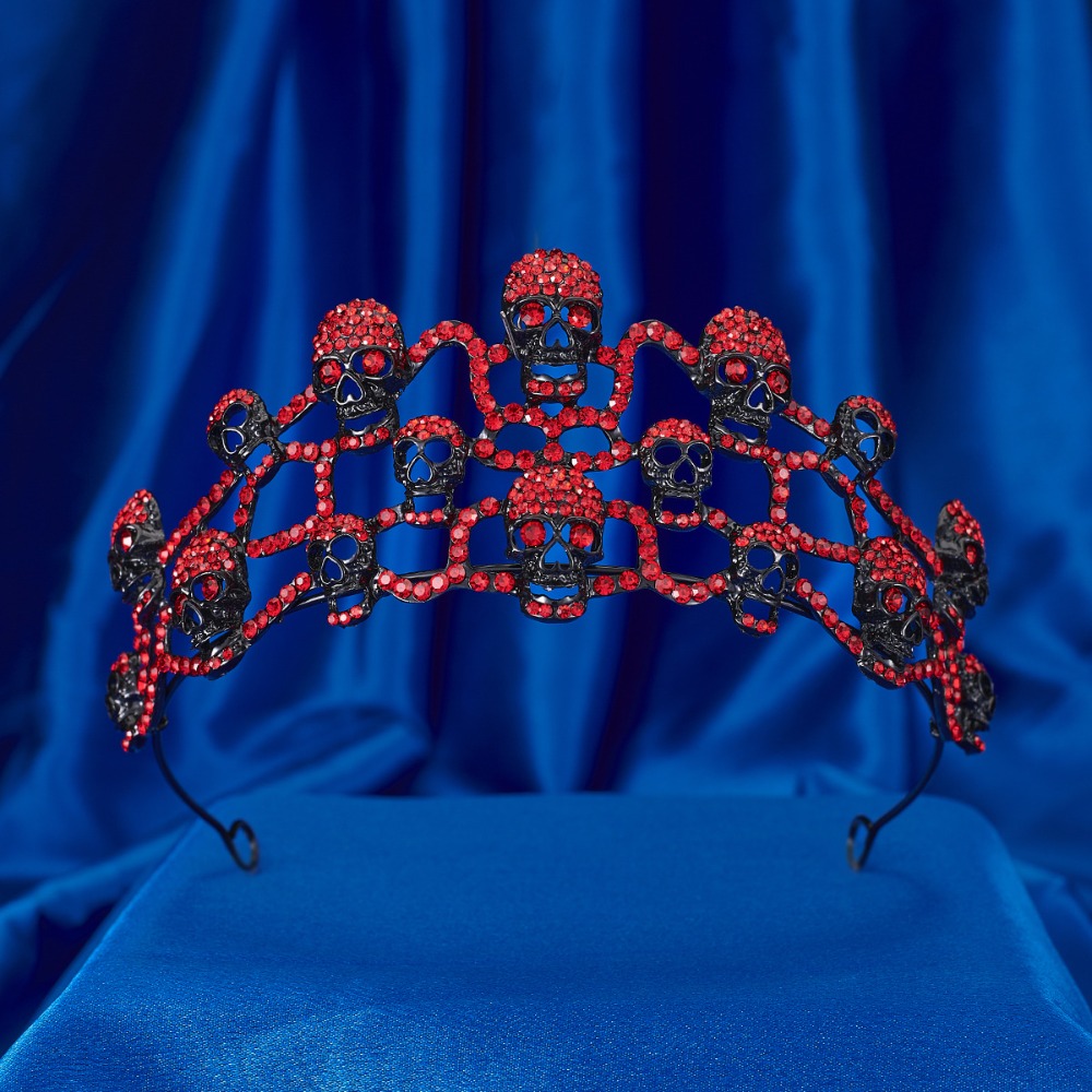 Couronne de Tête de Mort Gothique en Plastique pour ixd'Halloween, Bandeau de Sauna, Sorcière, Noir, Mascotte, Pièce, Décorations, Dame