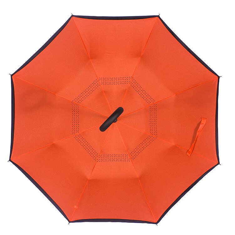 Vindtæt omvendt foldning dobbeltlag omvendt paraply selvstående regnbeskyttelse c-krog hænder til bil: Blå