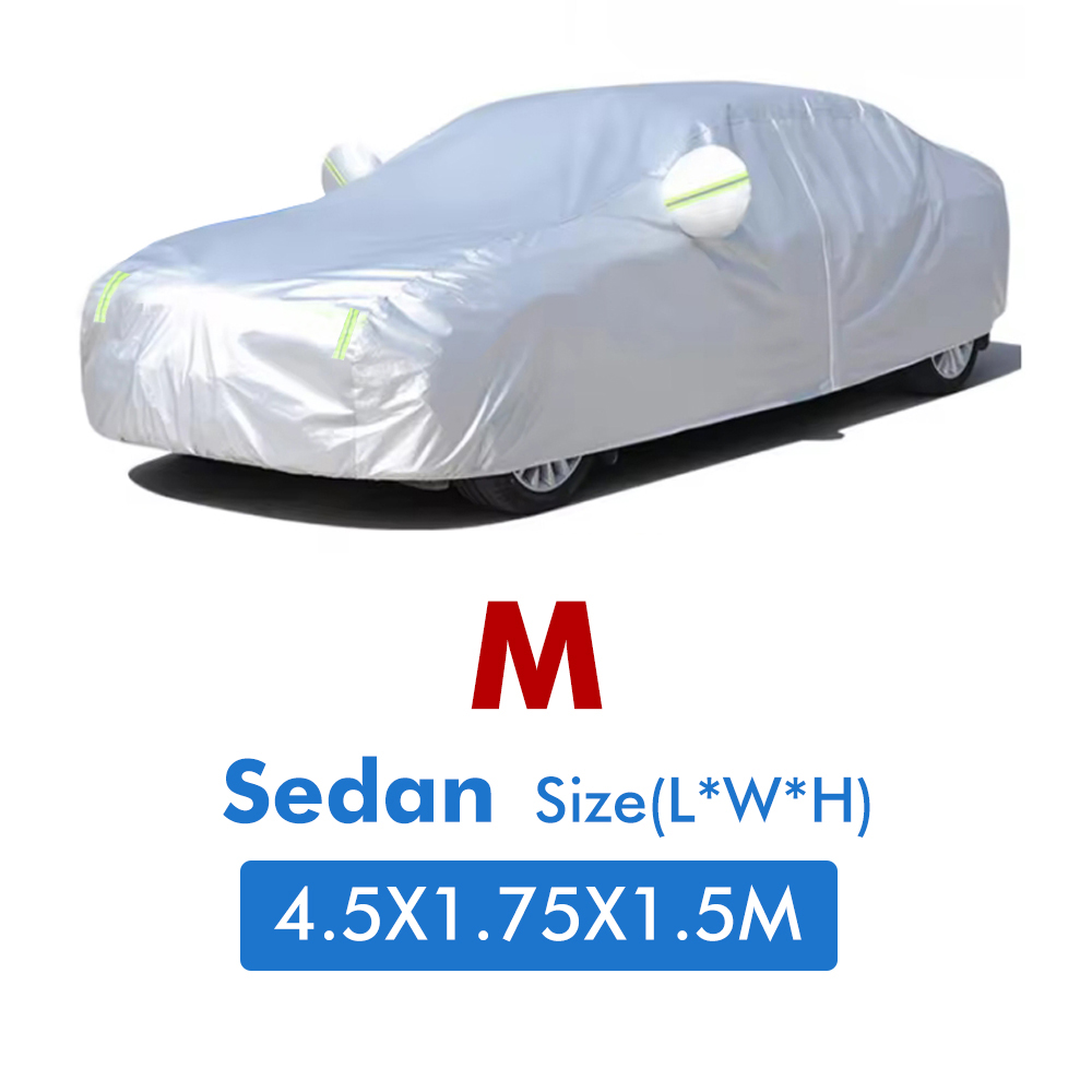 Cubierta de coche protección exterior cubierta de nieve exterior completa sombrilla a prueba de polvo cubierta de protección Oxford Universal para Hatchback Sedan: Negro