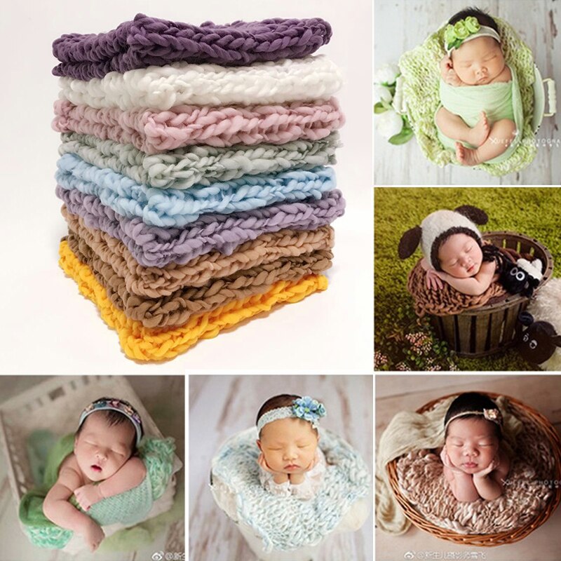 Pasgeboren Baby Fotografie Props Haak Deken Fotoshoot Mand Mat Super Zachte Fotografia Achtergronden Studio Accessoires 50Cm