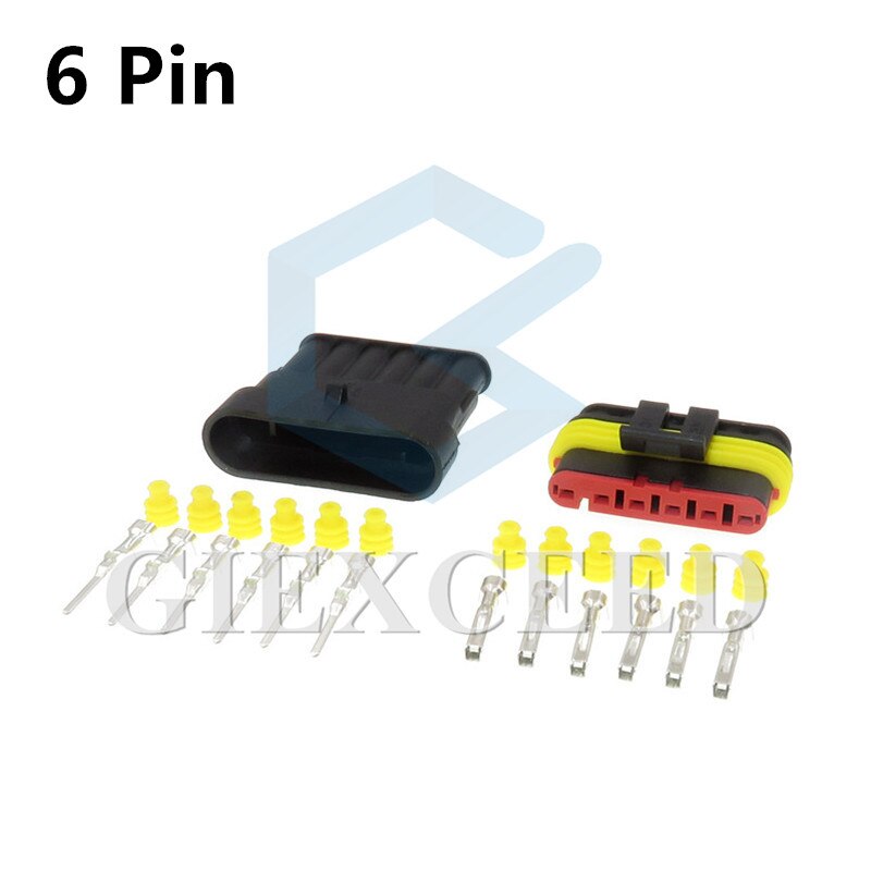 Gran , conector eléctrico Superseal AMP/Tyco a prueba de agua, Cable de enchufe sellado con 1/2/3/4/5/6 vías, enchufes de Cable para coche y camión: 6 Pin