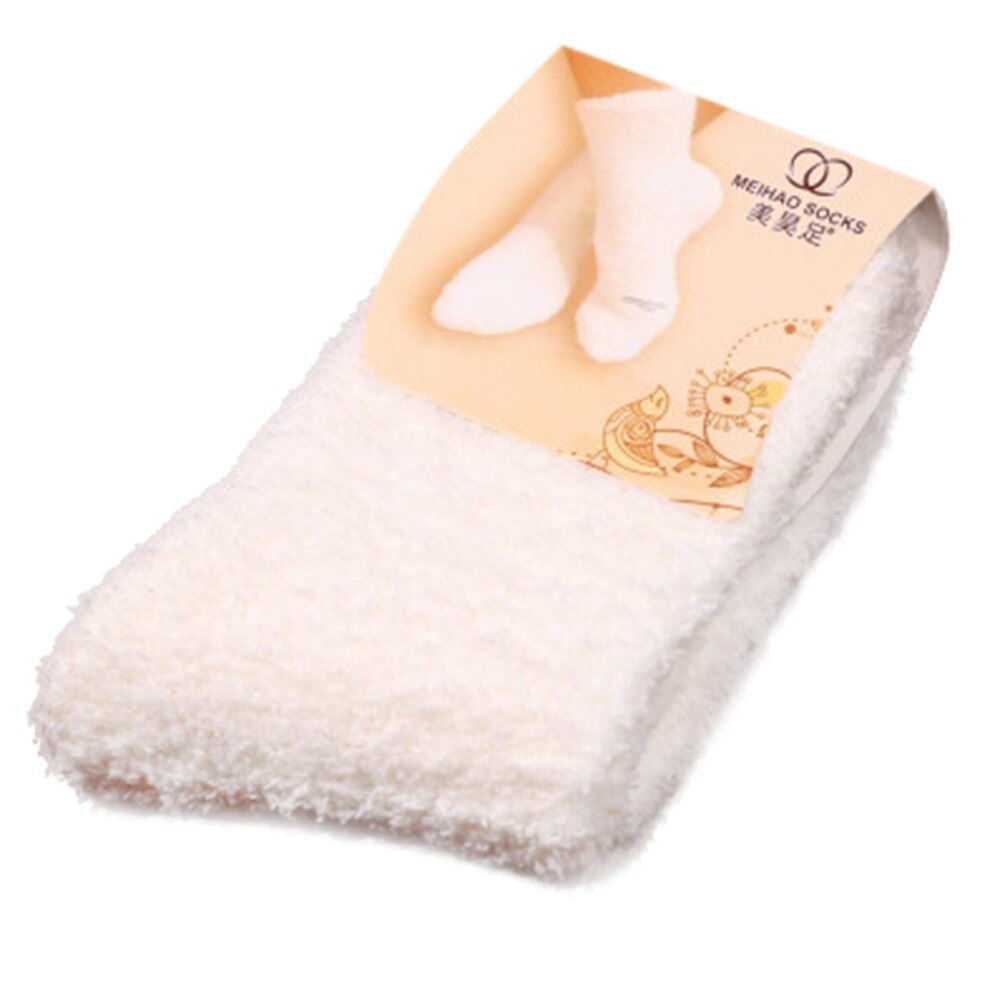 Home Women Girls Soft Bed Floor Socks Warm Winter Pure Color Fluffy Socks Floor Carpet Solid Color Женские Носки: WH
