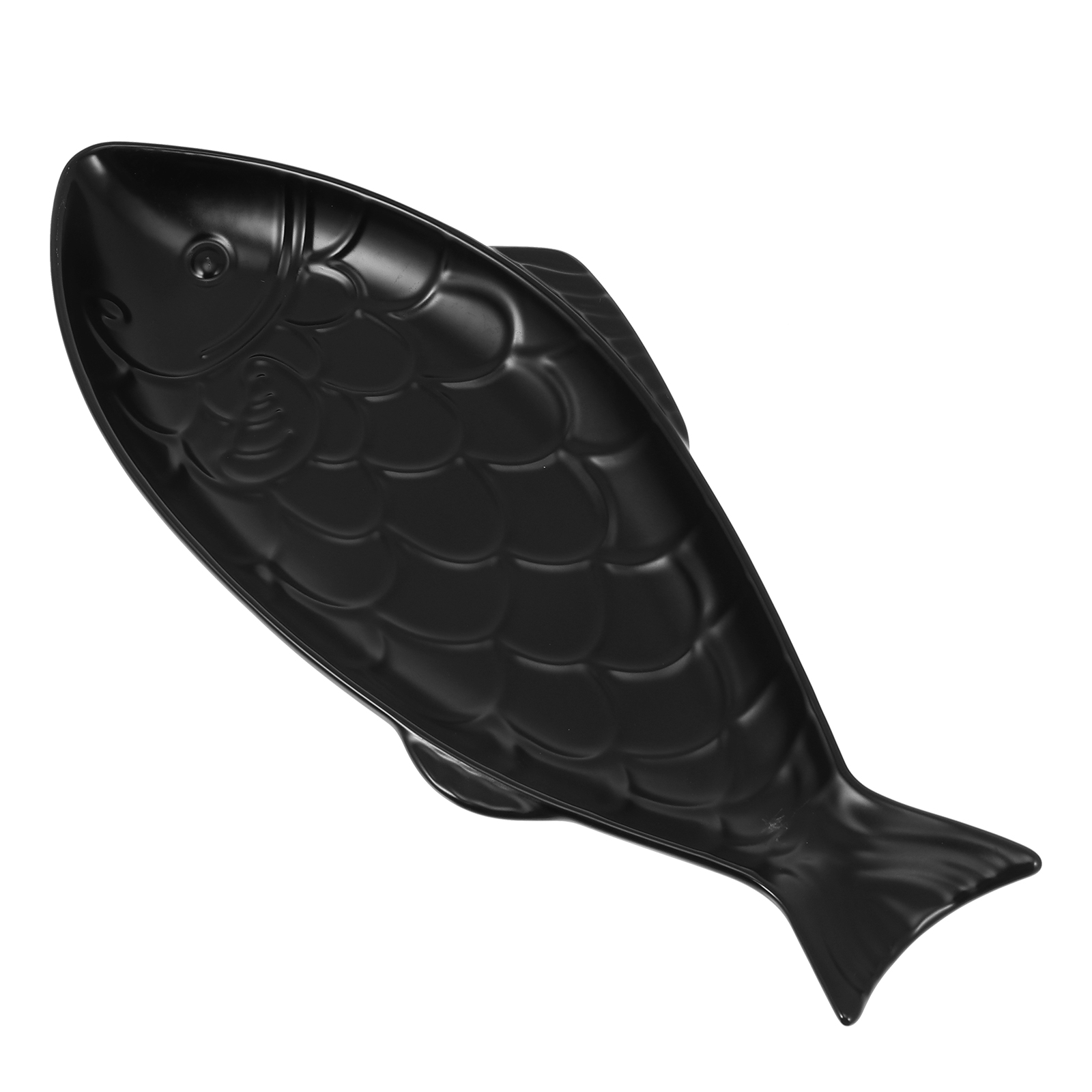 Assiette à motif de poisson en céramique, plateau à nourriture, fourniture de vaisselle de Restaurant créative: Black