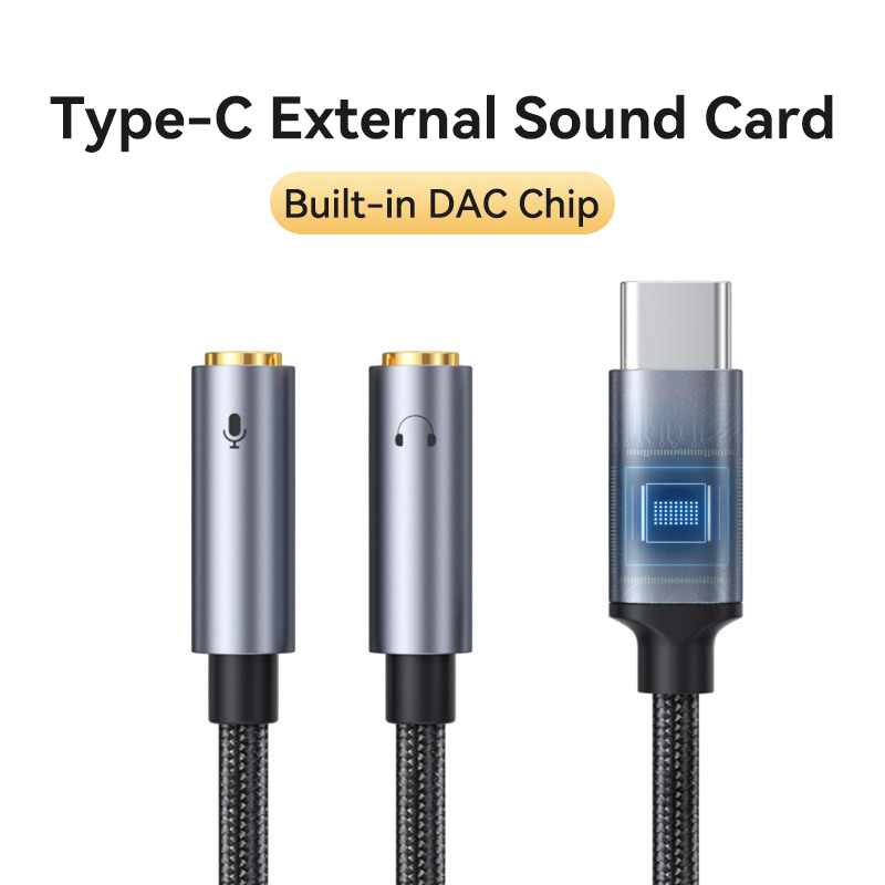 USB C to Dual 3.5mm Female Microphone Headphone Type C External Sound Card Stereo Audio Adapter Mic for Laptop Macbook Pro iPad: Default Title