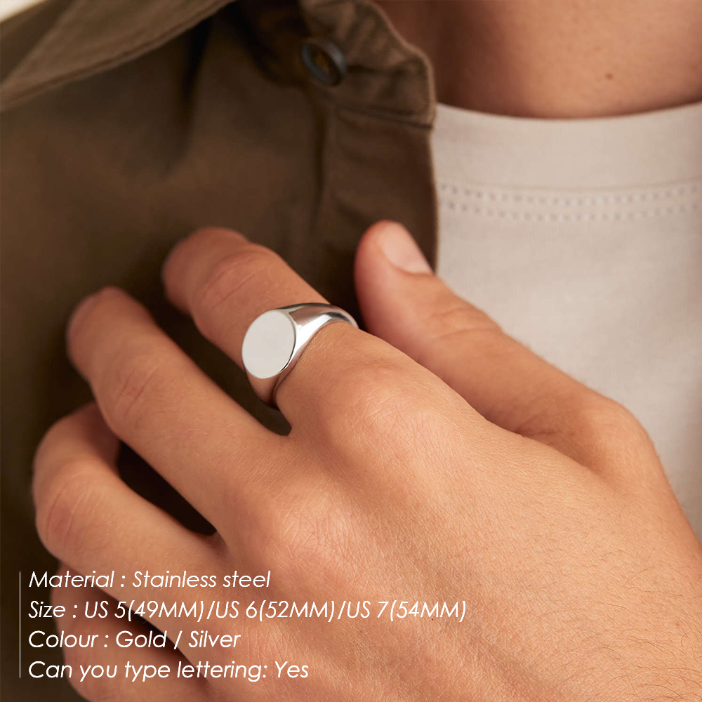 EManco-Bague Ronde Épaisse en Acier Inoxydable pour Femme, Minimaliste, oral alière, Timbre Lettre, Top Initial Punk, , Bijoux Carimplantés