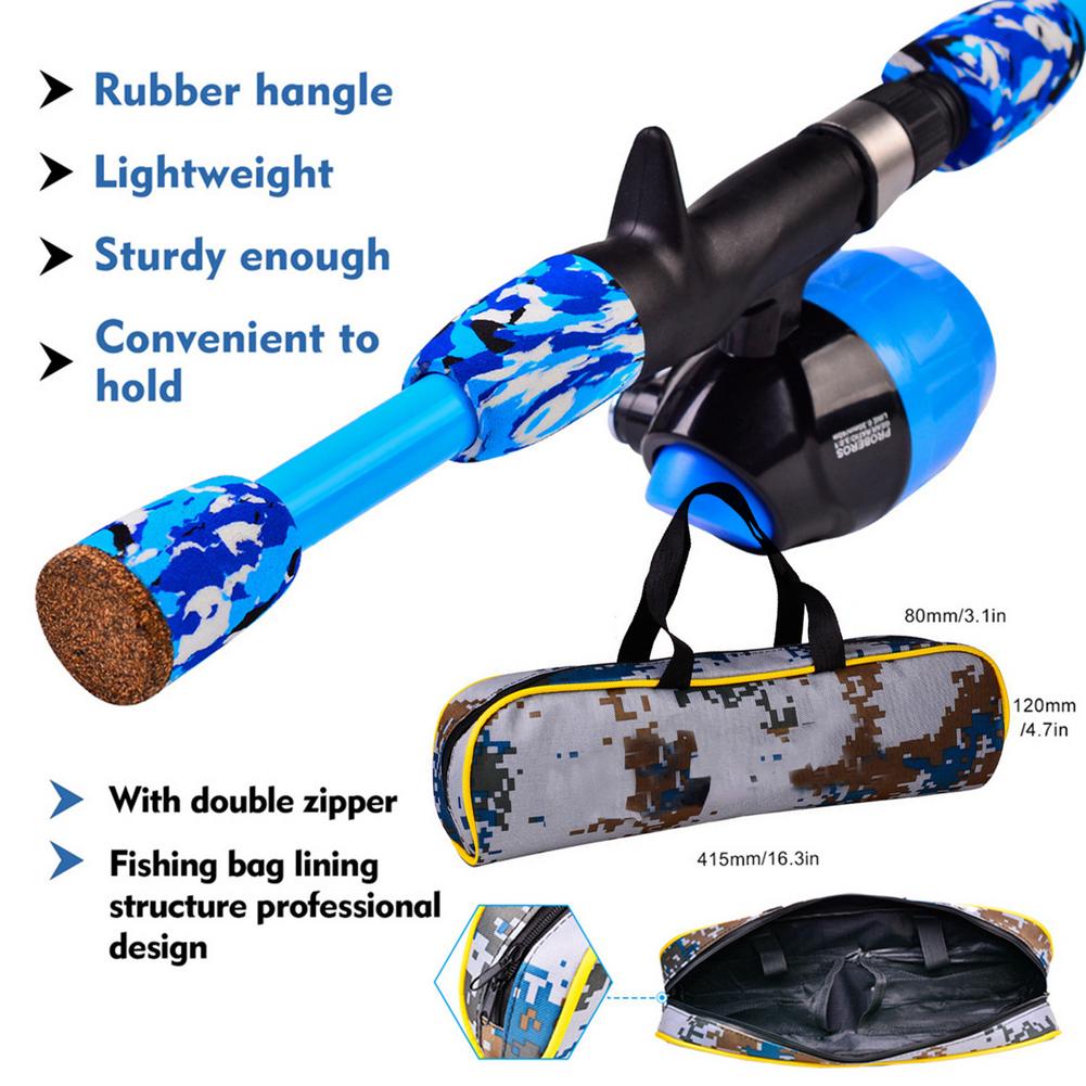 Kids Fishing Pole Set Full Kits With Telescopic Fishing Rod And Spinning Reel Baits Hooks Saltwater Freshwater Travel Pole Set