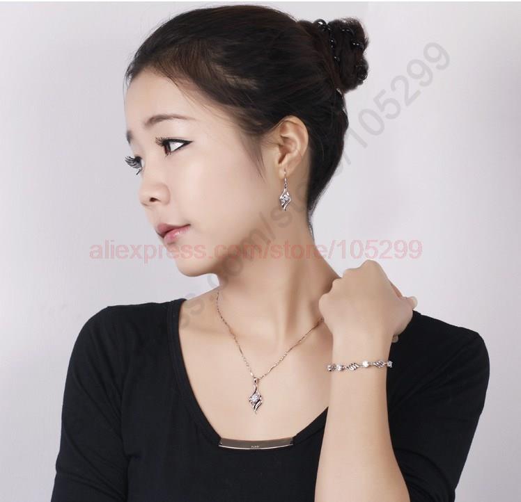 ángulo de ala de agradable de Plata de Ley 925 colgante de joyas de plata collar de Corea joyería pendiente + Cadena de 18"