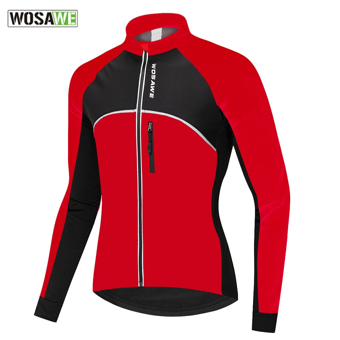 WOSAWE Autumn Winter Men Women's Cycling Jacket Reflective Clothing Windproof Warm Thermal Fleece Road Mountain Bike MTB Jackets: Red / M
