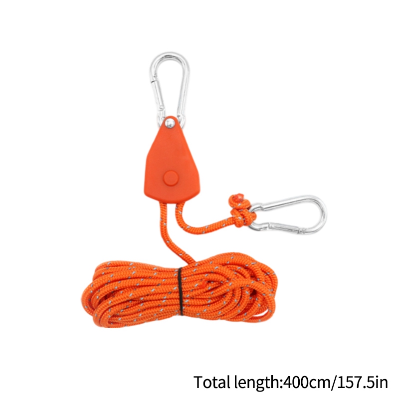 4 st justerbara 4m nylon tältrep justerbart snöre upphängande för tältfläkt utomhusmarkis vindrep fastspänning campingtillbehör: Gul