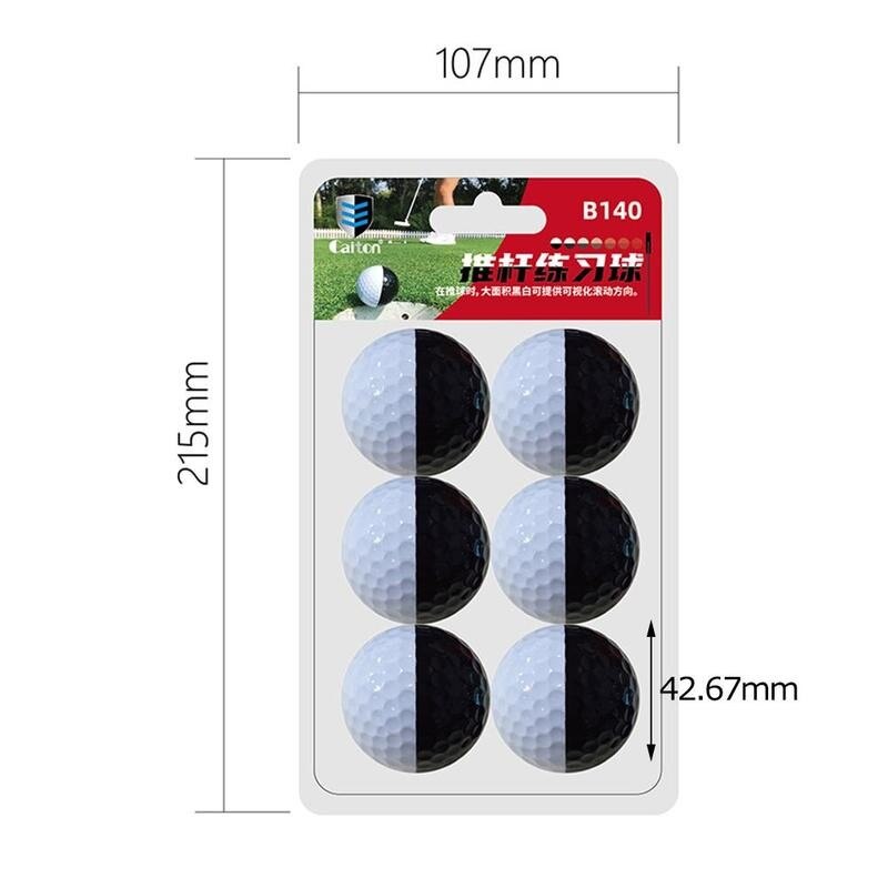 6Pcs/Set Of Golf Practice Balls Black And White Synthetic Balls Entainment Two Golfing Piece Practice Resin Rubber Outdoor F7Z1