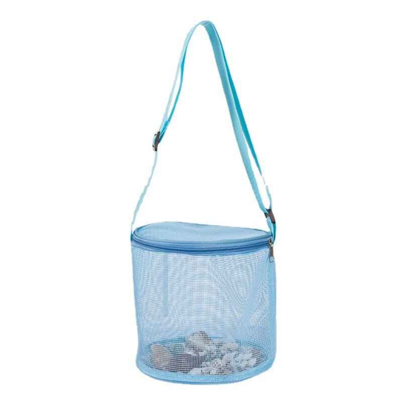 Colorful Storage Mesh Bag for Beach Toy Collection Outdoor Sand Play Toy Bath Shoulder Bag Kids Girls Beach Accessories: Blue