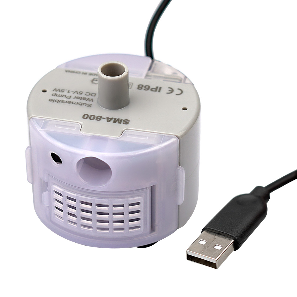 SMA-800 USB Water Pump and Filter DIY Cats Pet Drinking Fountain Low Noise Brushless Motor Submersible Pump DC 5V/1A 40cm 160L: Bundle1