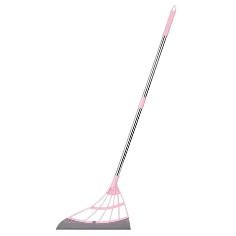 Removable Dual-use Super Sweeper Broom for Living Room Kitchen Bathroom Hangable Handle Easy to Clean: Pink