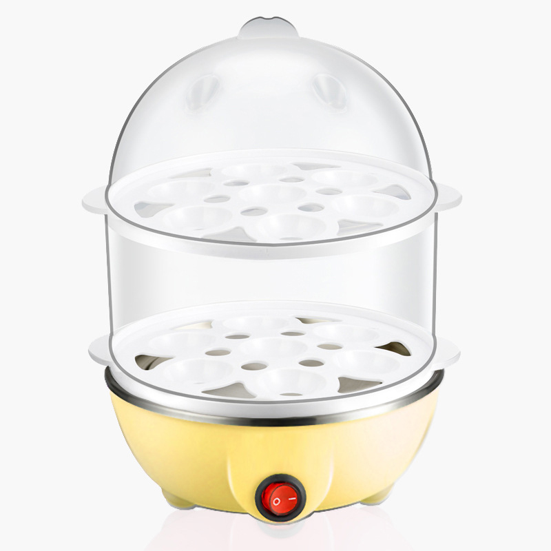 Hervidor eléctrico rápido de huevos, vaporizador automático de doble capa para hervir huevos al vapor, con protección contra sobrecalentamiento: YELLOW