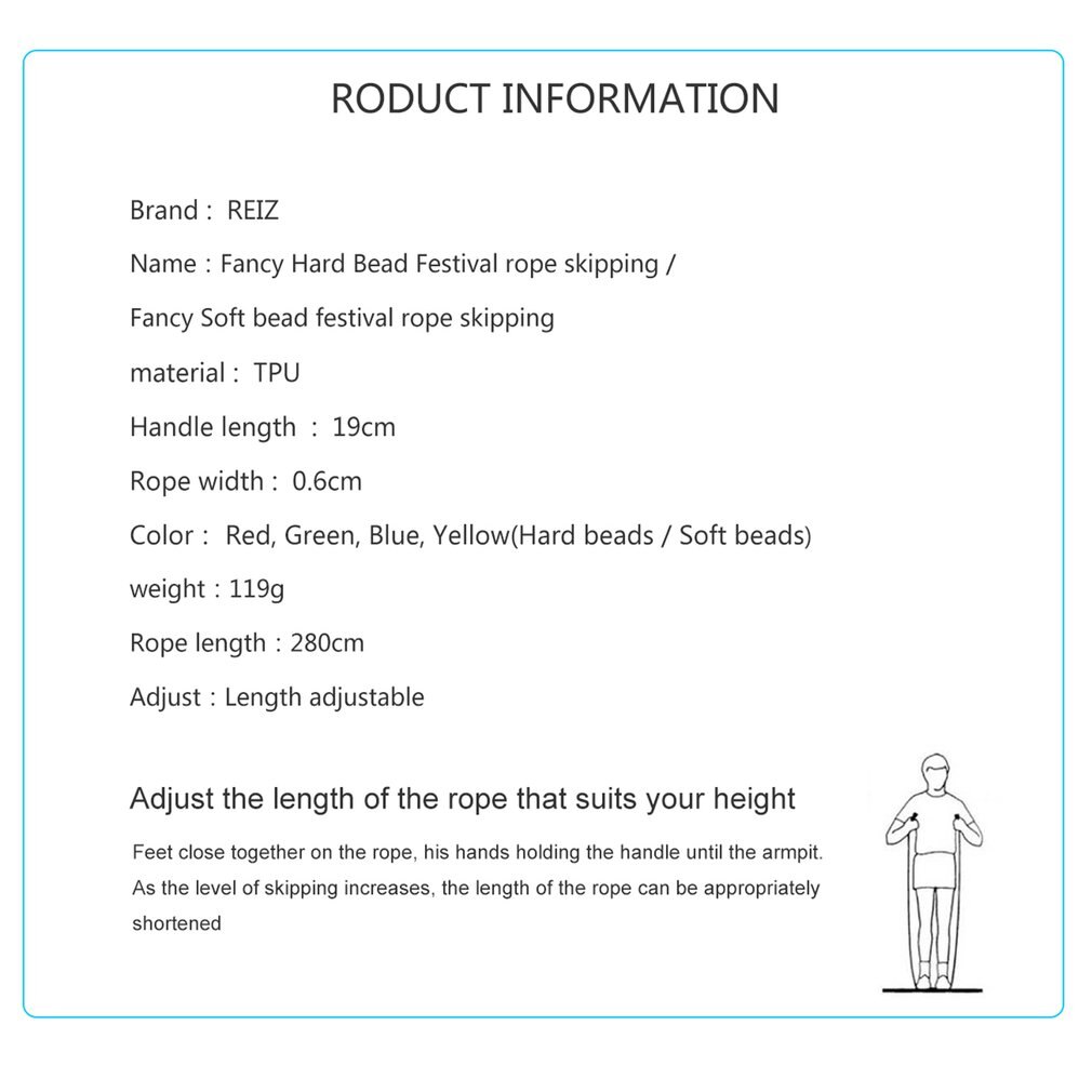 Kids Children Soft Plastic Beaded Segmented Jump Rope ABS Handle for Keeping Fit Training Workout