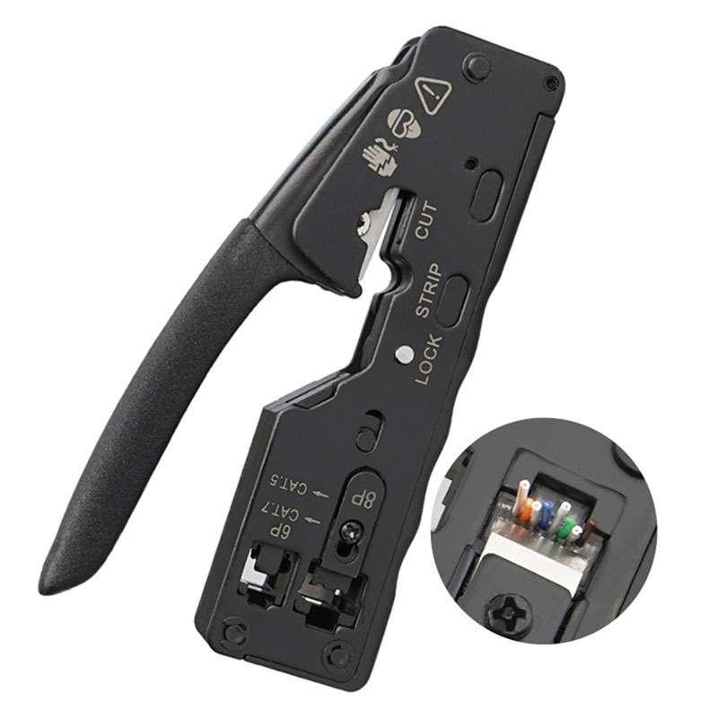 Kit Crimpatrice RJ45 XUNTOP CAT7 – Pinza Passante Con Tester E 30 Connettori Schermati Per Reti Casa E Ufficio