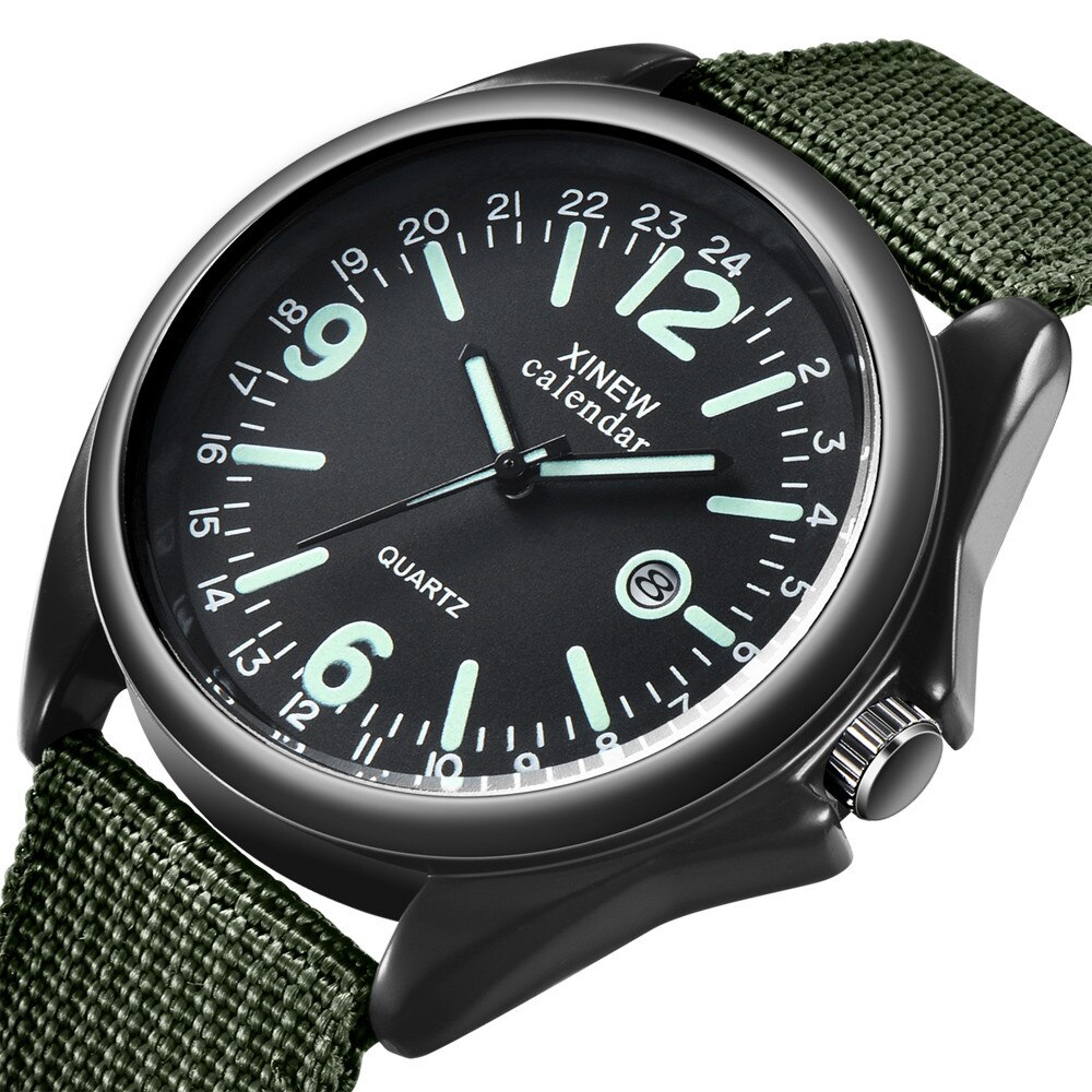 Stilfulde herre lysende kvarts armbåndsure casual alu urskive herre vandtætte sportsure nylon rem relogio masculino