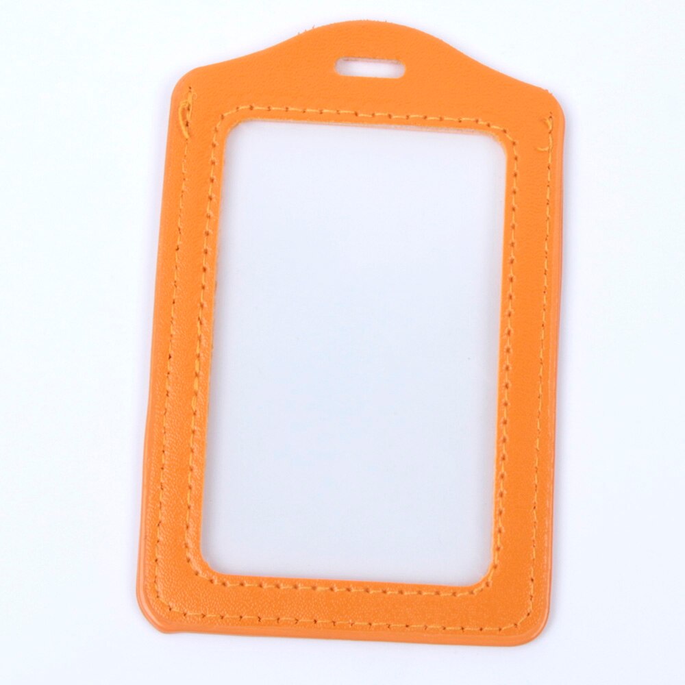 1 Uds. De Funda de cuero PU para Credencial de identificación, transparente y con borde de Color, orificios de cordón, tarjeteros de banco, accesorios para insignia de identificación: orange