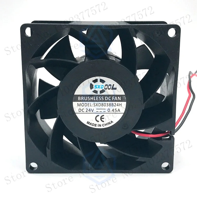 Ventilateur 8038 DC 24v 80mm ventilateur de refroidissement double roulement à billes 0,45A, débit d'air CFM haute vitesse, 80X80X38mm, pour refroidisseur de boîtier d'inverseur de serveur