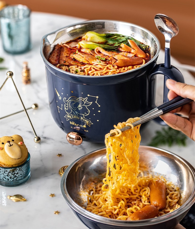 220V 1.2L Electric Rice Cooker Stainless Steel Inner Multifunctional Pot Mini Multi Cooker Hotpot Maker Cooking Pot