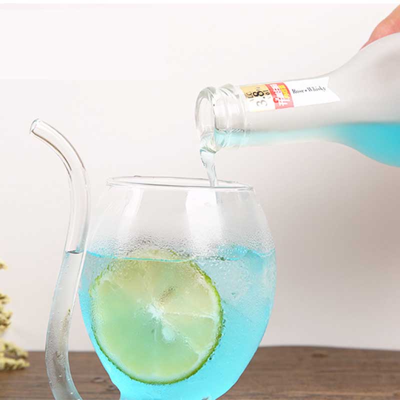 2 stk bægerglas krus med sugerør hjemme fest bar drikkeglas juice vin cocktail champagne glas 200/320ml