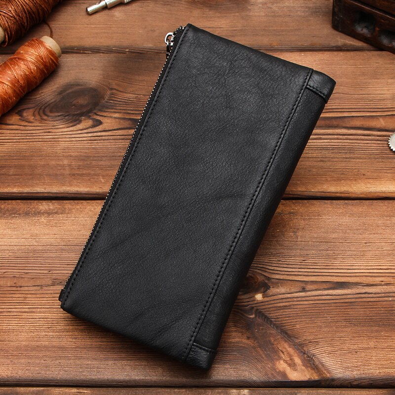 CONTACT'S 100% Genuine Leather Men Wallet Multifunction Long Purse with Coin Pocket Zipper Cartera Male Card Holder Rfid Wallets