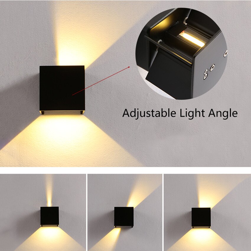 Moderne korte kubus verstelbare opbouw 12w led wandlamp buiten waterdicht  ip65 aluminium wandlampen tuinlamp