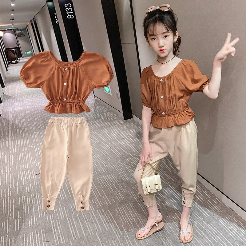 Conjunto de Ropa para Niñas, conjunto de blusa y pantalones, 2 piezas, 8, 10,