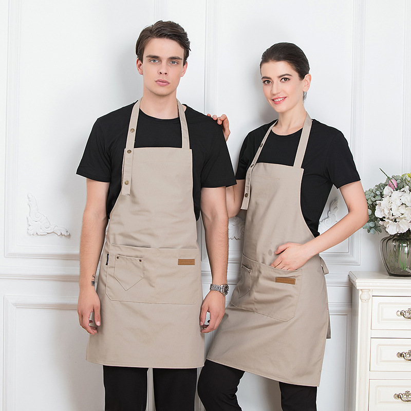 Delantales de cocina finos y cómodos para mujer y hombre, delantal de trabajo de Chef para parrilla, restaurante, Bar, tienda, cafeterías, uniforme de estudios de uñas de belleza: Gris claro