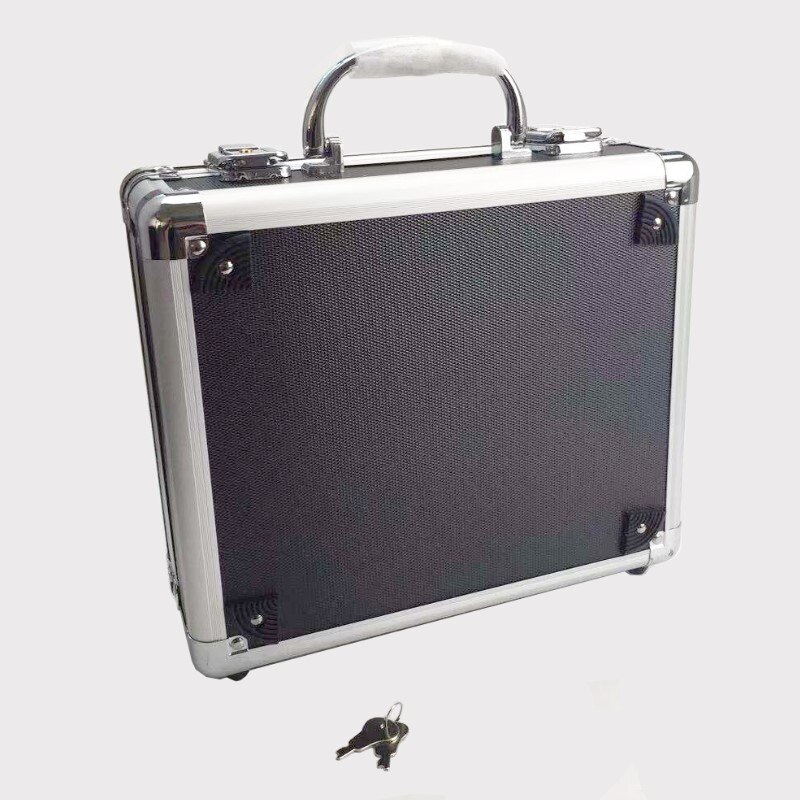 Bærbar aluminiumslegering værktøjskasse arkivkasse anti-shock udstyr instrumentkasse med lås med præskåret bomuld 260 x 220 x 100m