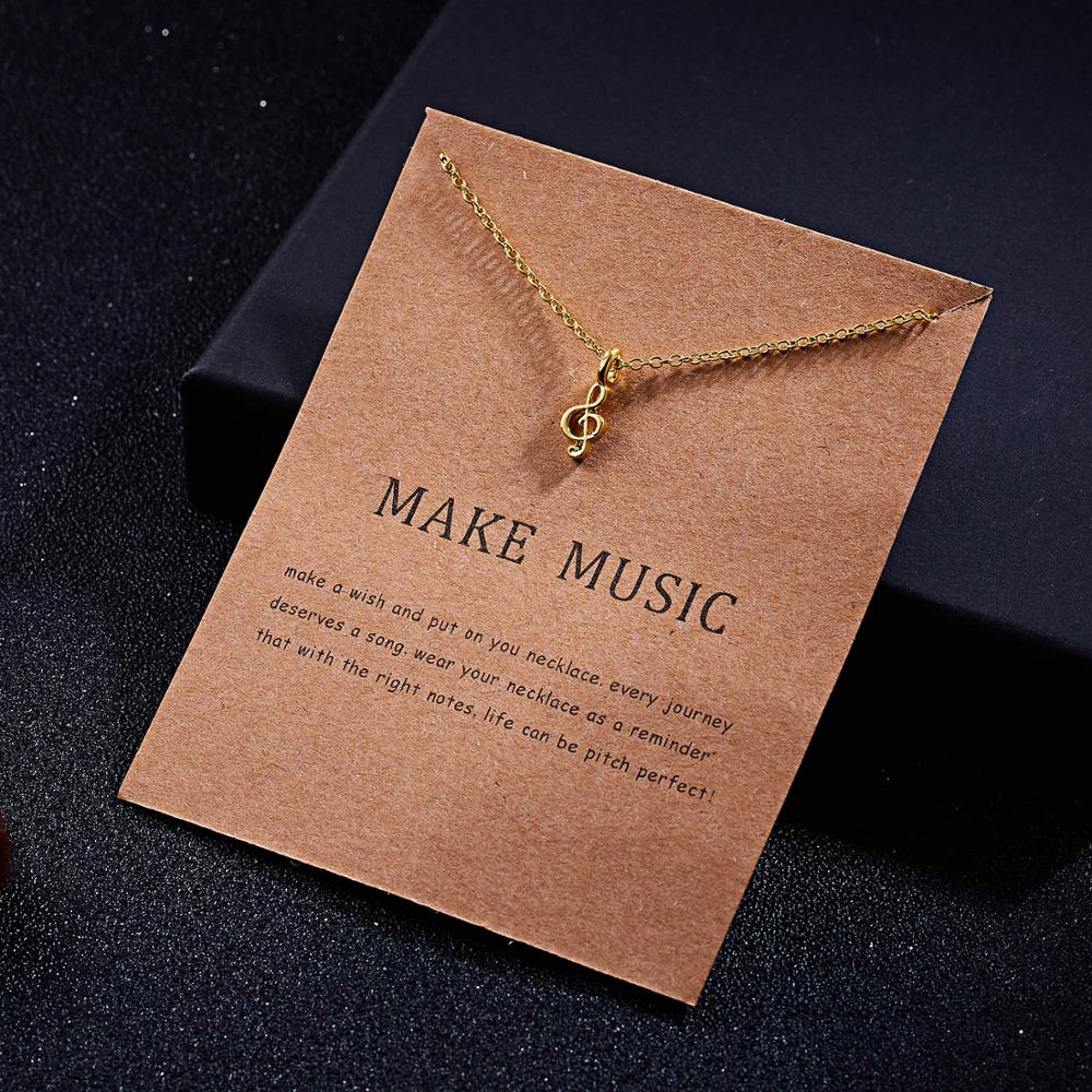 Wünschen Karte Minimalistischen Musik Hinweis Reize Halsketten Verknüpfungen Ketten Gold Farbe Kürzer Halskette Für Frauen Schmuck