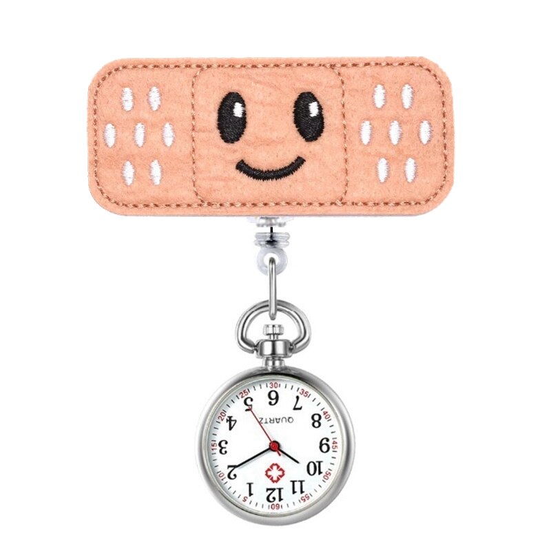 Montres de poche à Clip, joli sourire amour cœur dessin animé infirmière médecin hôpitaux broche Badge rétractable bobine horloge à quartz