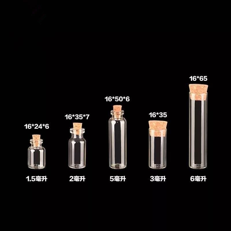 50 stuks/partij 1.5ml 2ml 3ml 5ml 6ml reageerbuis glazen flessen container kleine flesjes potten met kurken mini glazen flesjes bruiloft decoratie