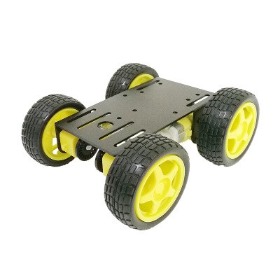 Mini 4WD Intelligent Robot Trolley Chassis Metal Panel Plastic Wheel