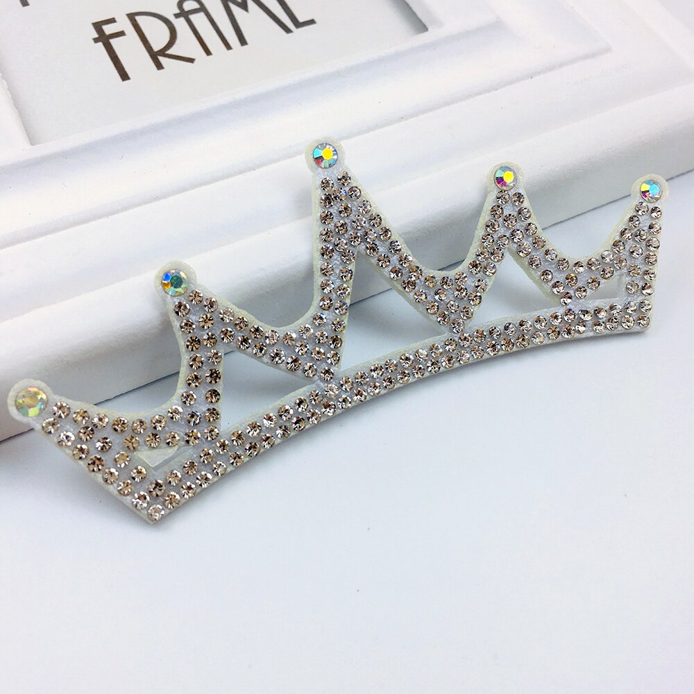 4 stuks kleurrijke, schattige prinsessen zilveren strass kroon applicatie doek voor knutselen/bruiloft/kleding decoratie patch diy accessoires