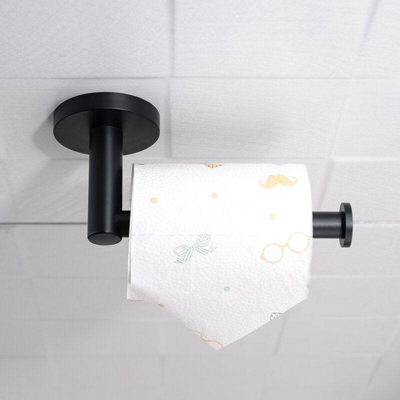 Mat sort håndklædeholder badeværelse kroge hardware sæt håndklæde bar sæbe opvask håndklæde ring toilet børste papir holder badeværelse tilbehør