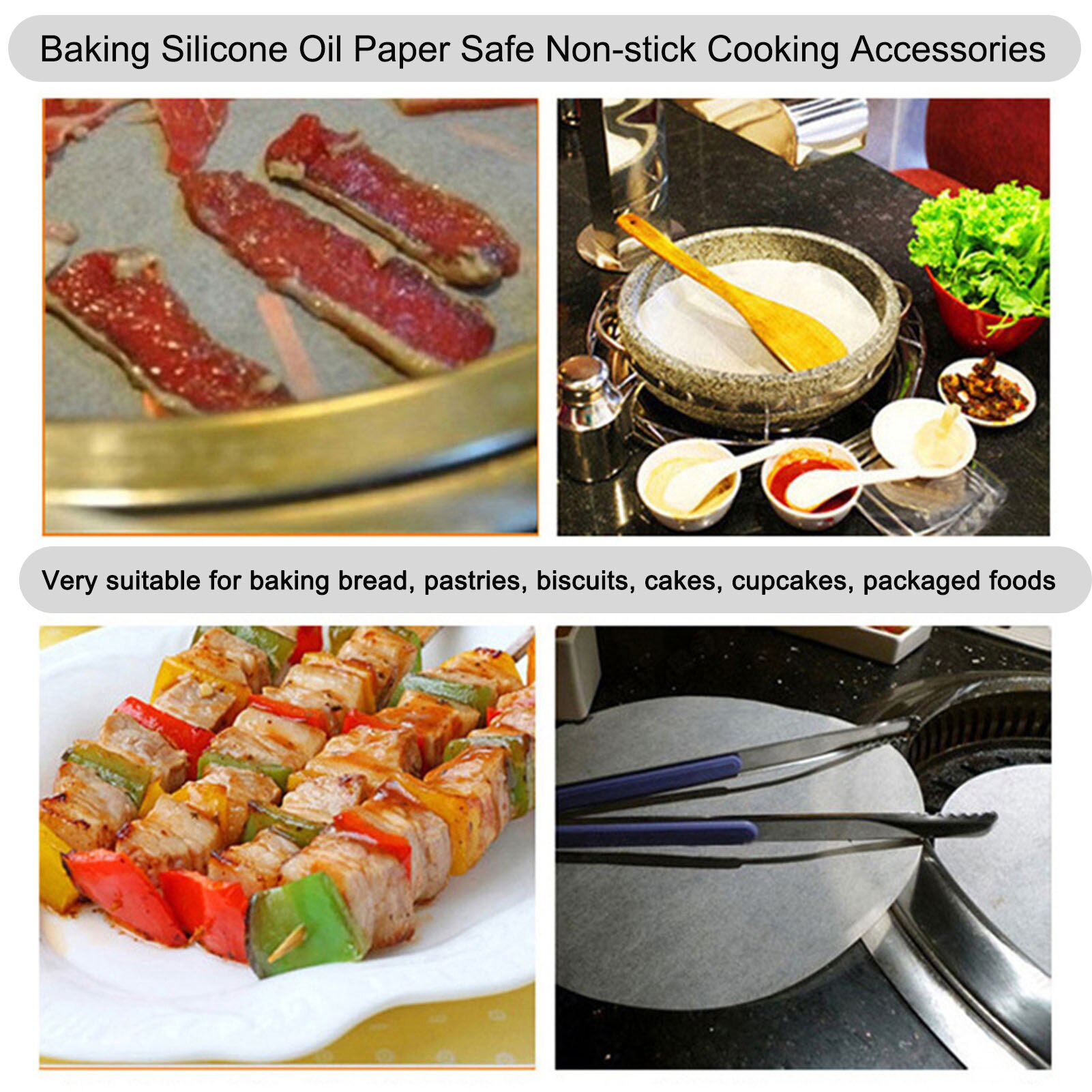 500Pcs Baking Silicone Oil Paper Safe Non-stick Double-sided Cooking For Baking Bread Pastries Biscuits Cakes Cupcakes