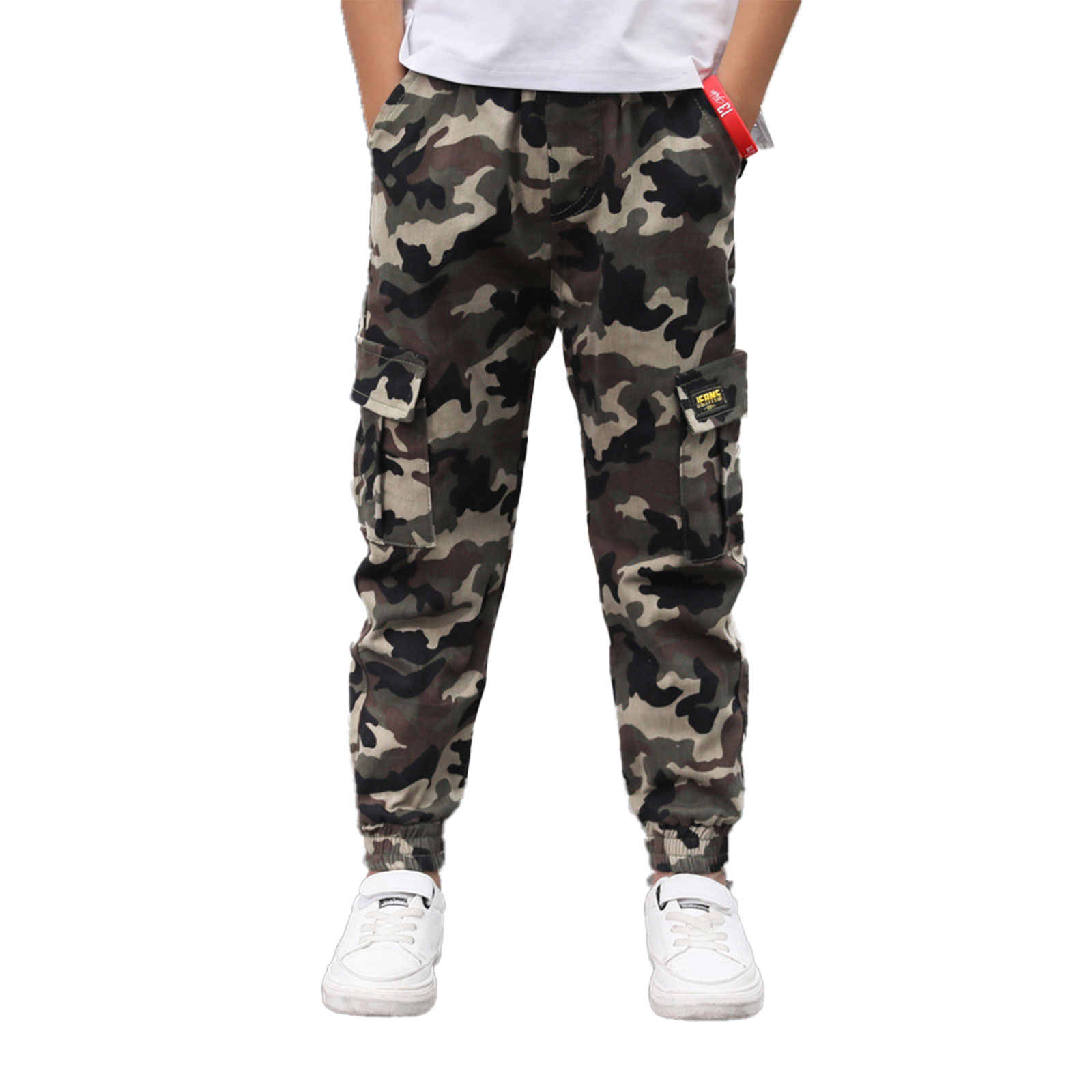 Children Boys Camouflage Pants Casual Cargo Pants Kids Cotton Trousers Elastic Waistband Sport Pants Teenage Boys Sweatpants: 140cm