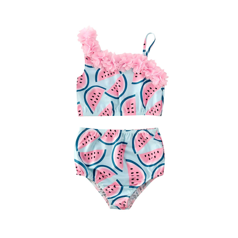 Toddler baby pige vandmelon to stykker bikini badedragt børn badetøj en skulder badedragt strandtøj 1-5y