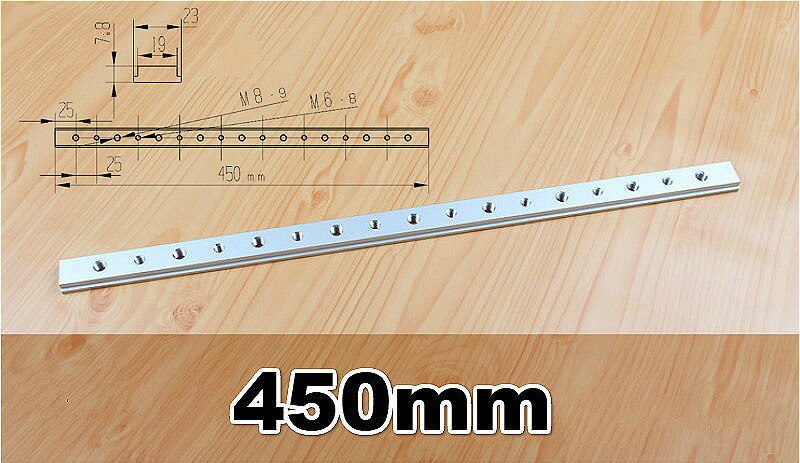 Aluminium T Track Slot M6 M8 Slide Slab for T-slot T-track Miter Track Fixture Slot Woodworking Tool Router Table Tools: 450mm with hole