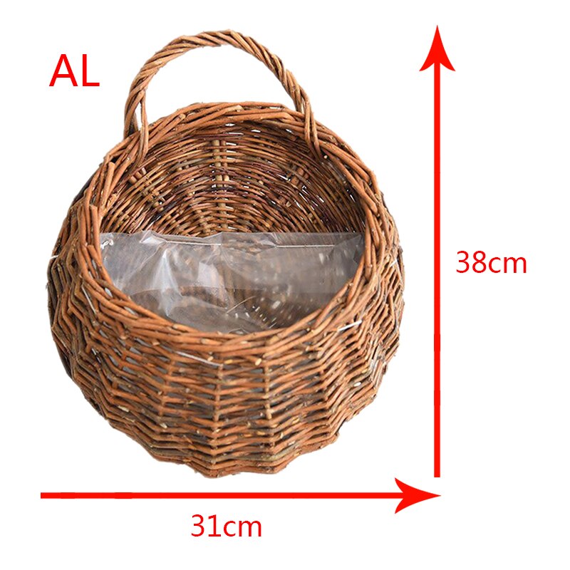 Panier de rangement en rotin, paille, osier naturel, Pot mural suspendu, conteneur, support de plantes, paniers décoratifs pour guirlande de fleurs