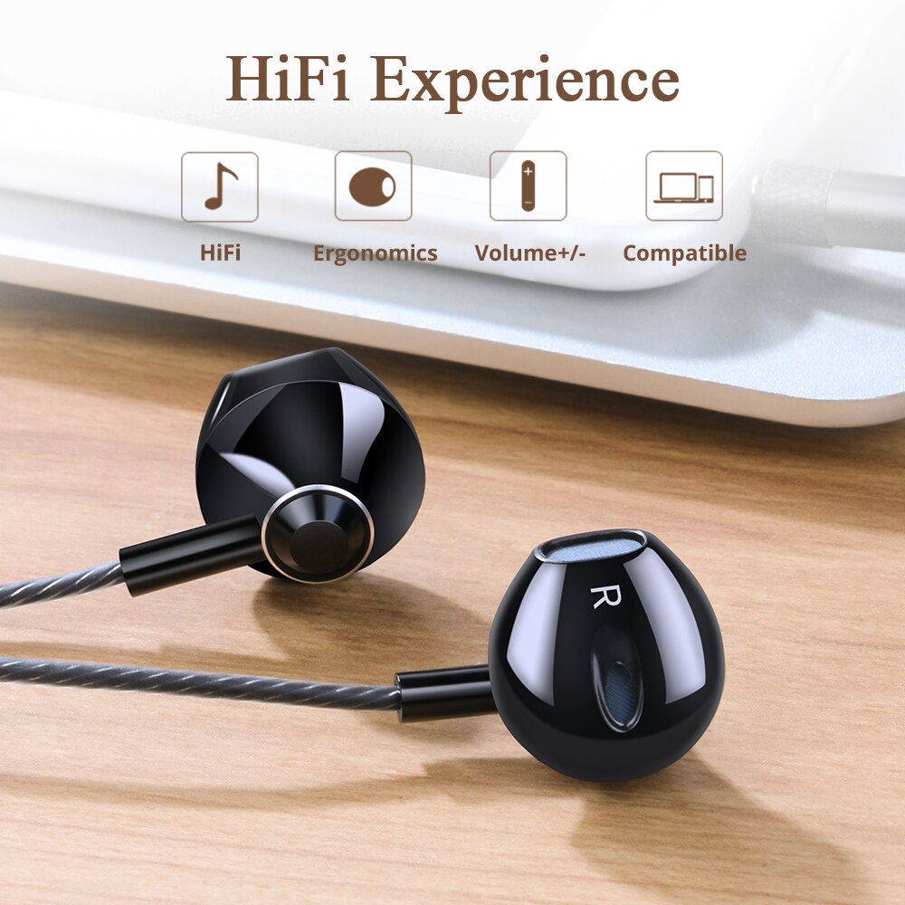 Langsdom Metal Oortelefoon Hoofdtelefoon met Microfoon 3.5MM Wired Stereo Headset Hifi In Ear Oortelefoon voor Telefoon Xiaomi