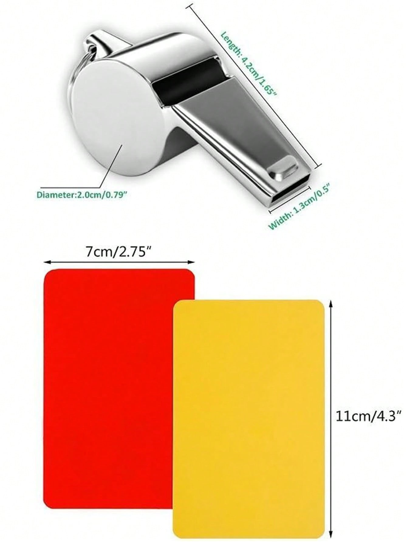 Soccer Kit - Metal Whistle with Referee Cards Set, Referee Cards for Soccer Football, Ideal Referee Kits for Game Sports